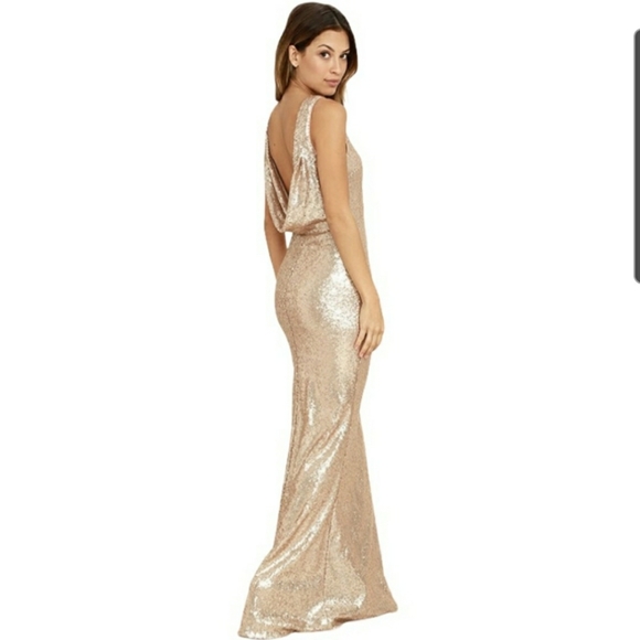 Lulus Dresses & Skirts - Lulu's Slink and Wink Rose Gold Open Back Sleeveless Sequin Gown Medium